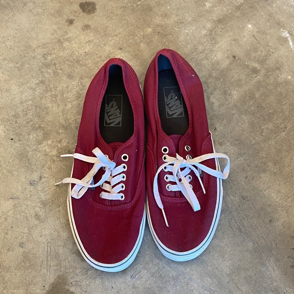 Vans Burgundy Canvas Shoes with White Accents